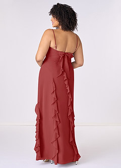 Barbie ♥ Azazie Bridesmaid Dresses Rust Sheath Bow Chiffon Dress image7