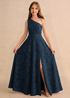 Azazie Pudles Girls Formal Flower Girl Klänningar Klänning A-linje i Blommig Utbrändhet One-shoulder image3