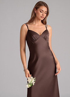 Azazie Suttona Brudtärnklänningar Klä av A-Linje i Stretch Satin Plisserad Ganache image7