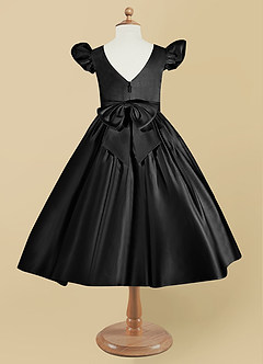 Azazie Violeta vestidos de niña de las flores Vestido de Negro de Satin Mate de Princesa con Lazo image8