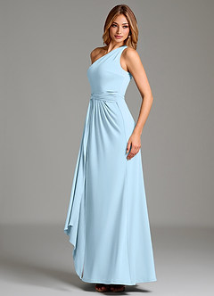 Azazie Taina Brautjungfernkleider A-Linie One-Shoulder Premium Stretch Jersey Kleid Himmelblau image6