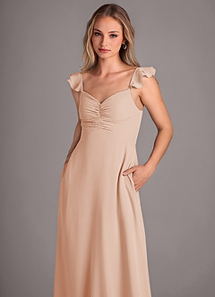 Azazie Kaylyn Robes de demoiselle d'honneur Robe Trapèze en Mousseline de soie Rayé Rose Perle image2