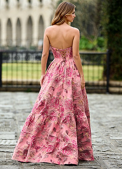 Rosemarnder Rosa Rosa Abito da ballo con fiori jacquard image2