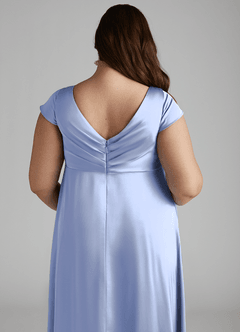 Azazie Allessia Maternity Bridesmaid Dresses A-Line Pleated Stretch Satin Floor-Length Dress image12