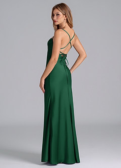 Azazie Seema At-home Try On Dresses Burgundy Mermaid Corset Stretch Satin Dress image6