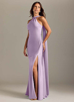 Azazie Kinsley At-home Try On Dresses Black Mermaid Side Slit Stretch Satin Dress image3