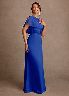 Azazie Frieda Mère de la mariée Robes Robe Trapèze en Mousseline de soie Appliqué Bleu Roi image4