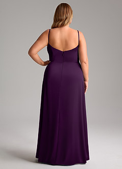 Azazie Azuree Bridesmaid Dresses Grape A-Line Pleated Stretch Satin Dress image10
