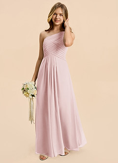 Azazie Emmie Junior Blushing Pink A-Line Pleated Chiffon Dress image5