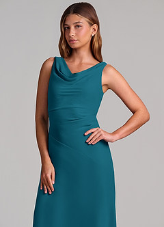 Azazie Nerine Brudtärnklänningar Klä av A-Linje i Chiffong Plisserad Bläckblå image6