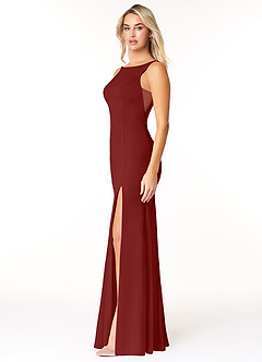 Azazie Rogue Bridesmaid Dresses Terracotta Mermaid Scoop Side Slit Stretch Crepe Dress image3