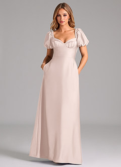 Azazie Fatima Brautjungfernkleider A-Linie Plissee Stretch-Satin Kleid Zartrosa image3