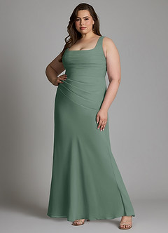 Azazie Agustina Brautjungfernkleider Meerjungfrau-Linie Korsett Chiffon Kleid Eukalyptus image8