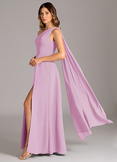 Azazie Tella Jurken voor bruidsmeisjes Jurk van Chiffon met A-Lijn One-Shoulder Snoep Roze image1