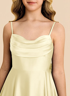 Azazie Bear Junior Lemon Sorbet A-Line Sweetheart Neckline Stretch Satin Dress image7