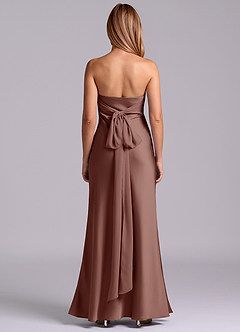 Azazie Ailanie Brudtärnklänningar Klä av Tubklänning i Stretch Satin Axelbandslös Espresso image7