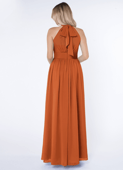 Azazie Iman Bridesmaid Dresses Cinnamon A-Line A-Line Ruched Chiffon Dress image2