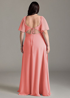 Azazie Chloe Bridesmaid Dresses Coral A-Line Sweetheart Neckline Chiffon Dress image8