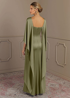 Azazie Eli Mother of the Bride Dresses Pistachio Sheath Boatneck Stretch Satin Dress image2