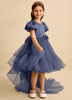 Azazie Cocoa vestidos de niña de las flores Vestido de Tormenta de Tul de Princesa con Plisado image8
