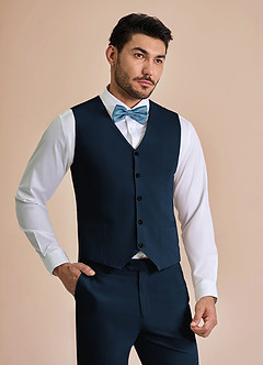 front William Navy Blue Comfort Blend Suit Vest