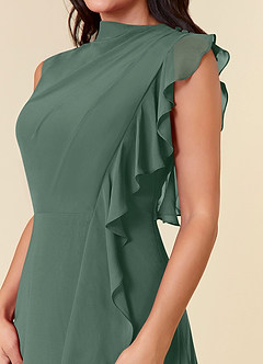 Azazie Narine Mère de la mariée Robes Robe Trapèze en Mousseline de soie Encolure haute plissée Mousse De Mer image5