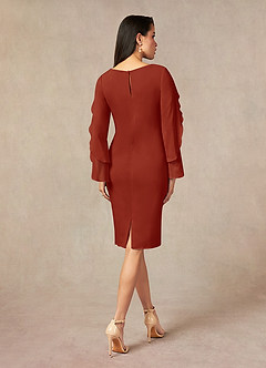 Azazie Carter Mother of the Bride Dresses Rust Sheath Ruched Stretch Chiffon Dress image3
