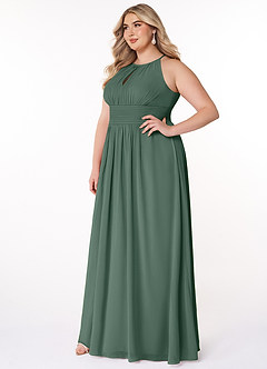 Azazie Bonnie Bridesmaid Dresses Sea Moss A-Line Keyhole Ruched Chiffon Dress image8