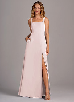 Azazie Debra Bridesmaid Dresses Blushing Pink A-Line with Pockets Chiffon Convertible Dress image5