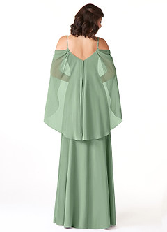 Azazie Cienna Robes de demoiselle d'honneur Robe Trapèze en Mousseline de soie Épaule décolletée Matcha image2