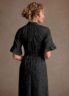 Azazie Hypatia Klänningar till brudens mor Klä Tubklänning i Blommig Utbrändhet Plisserad Svart image7