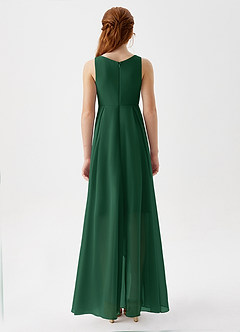 Azazie Lizette Junior Dark Green A-Line Pleated Chiffon Dress image6
