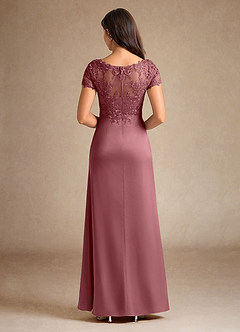 Azazie Santa Ana Mother of the Bride Dresses Desert Rose A-Line Lace Stretch Satin Dress image3