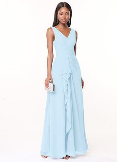 Azazie Julianna Bridesmaid Dresses Sky Blue A-Line Chiffon Dress image1