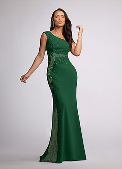Azazie Juliane Mère de la mariée Robes Robe Sirène en Dentelle Paillettes Vert Foncé image1
