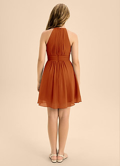 Azazie Bonnie Junior Paprika A-Line Pleated Chiffon Dress image2