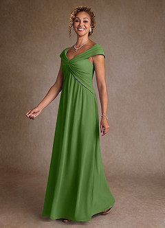 Azazie Myrtle Kleider für die Brautmutter A-Linie Plissee Chiffon Kleid Basilikum image4