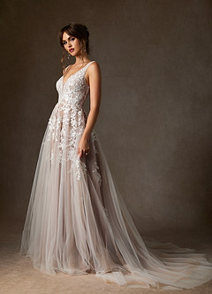 Azazie Sorella Suknie ślubne Linia A Cekiny Tiul Pociąg Kapliczny Sukienka image3