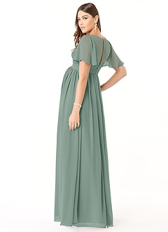 Azazie Verna Brautjungfernkleider für Schwangere A-Linie V-Hals Gerüscht Chiffon Bodenlänge Kleid image4
