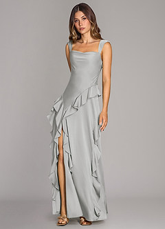 Azazie Sloane Bridesmaid Dresses Silver A-Line Sweetheart Neckline Stretch Satin Dress image4