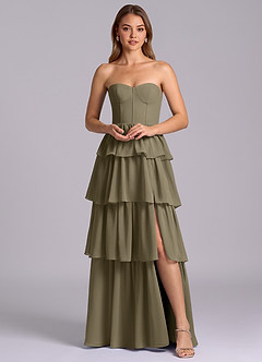 Azazie Faye Bridesmaid Dresses Willow Green A-Line Sweetheart Neckline Chiffon Dress image6