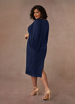 Azazie Mya Mother of the Bride Dresses Dark Navy Sheath Scoop lace Lace Dress image8