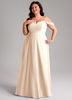 Azazie Marley Bridesmaid Dresses White Alabaster A-Line Off the Shoulder Chiffon Convertible Dress image14