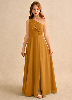 Azazie Puddles Girls Formal Flower Girl Klänningar Klä A-Line i Chiffong Ena axeln image6