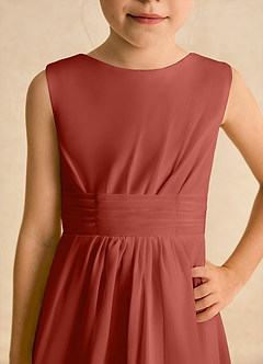 Azazie Edelweiss Flower Girl Dresses Terracotta A-Line Pleated Chiffon Dress image7