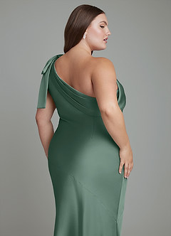 Azazie Yuanna Bridesmaid Dresses Eucalyptus Mermaid One Shoulder Stretch Satin Dress image14