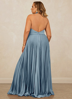 Christian Siriano Bridal for Azazie 1007 Bridesmaid Dresses Dusty Blue A-Line Pleated Stretch Satin Dress image11