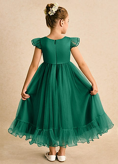 Azazie Phebs Flower Girl Dresses Emerald A-Line Tulle Dress image2