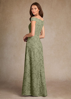 Azazie Moore Mother of the Bride Dresses Pistachio A-Line Boatneck Floral Burnout Dress image2