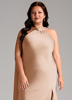 Azazie Kinsley Bridesmaid Dresses English Rose Mermaid Side Slit Stretch Satin Dress image13